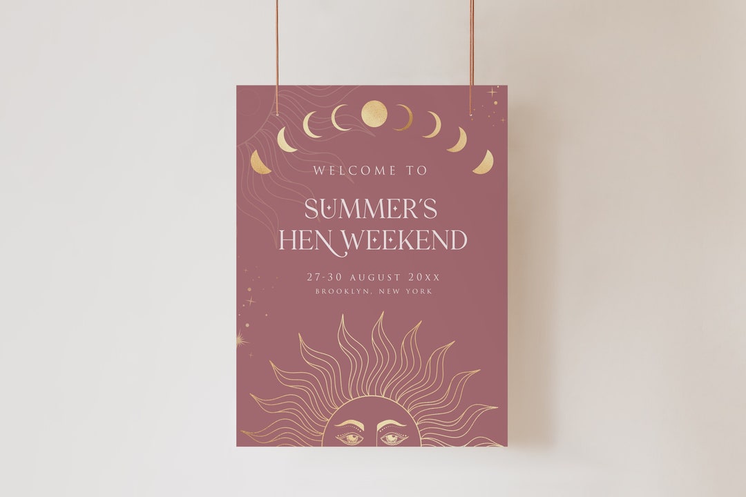 SOLEIL | Celestial Hen Party Welcome Sign Template, Zodiac Hen Party ...
