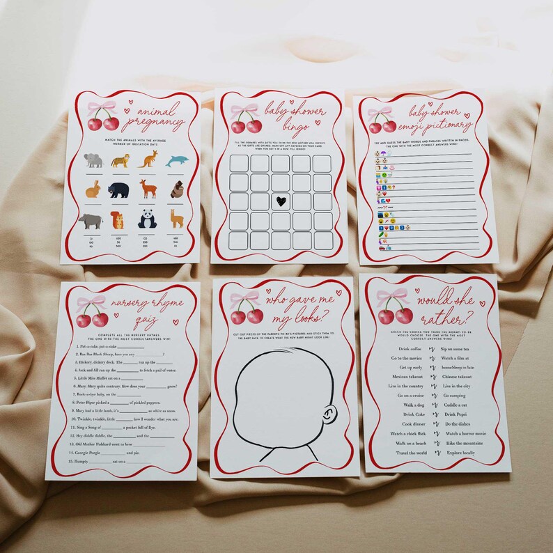 60 Cherry On Top Baby Shower Games, Cherry Baby Shower Game Bundle, Cherry on Top Baby Shower Games, Little Cutie Baby Shower Games
