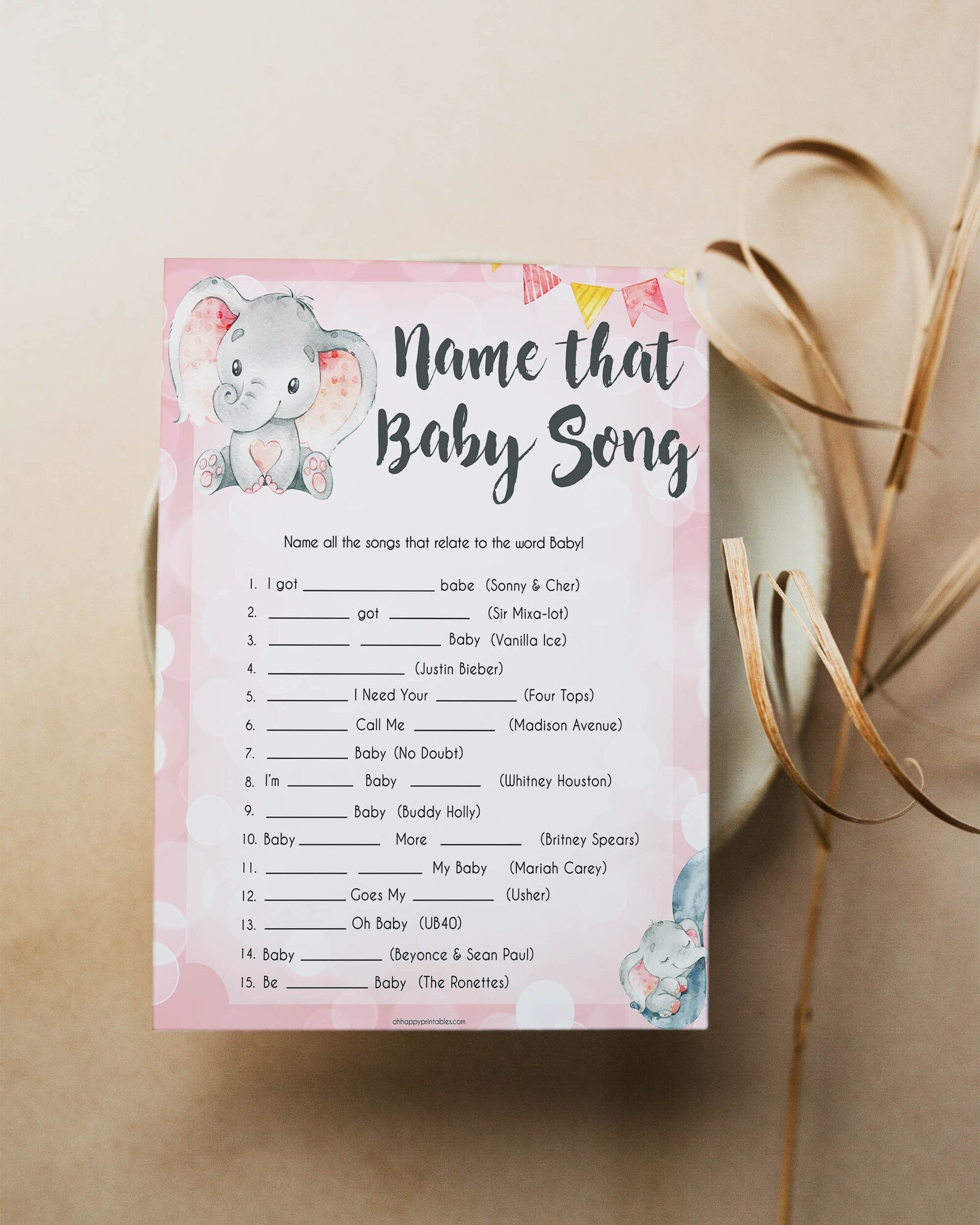 Name That Baby Song Game Printable Baby Shower Games Pink - Etsy