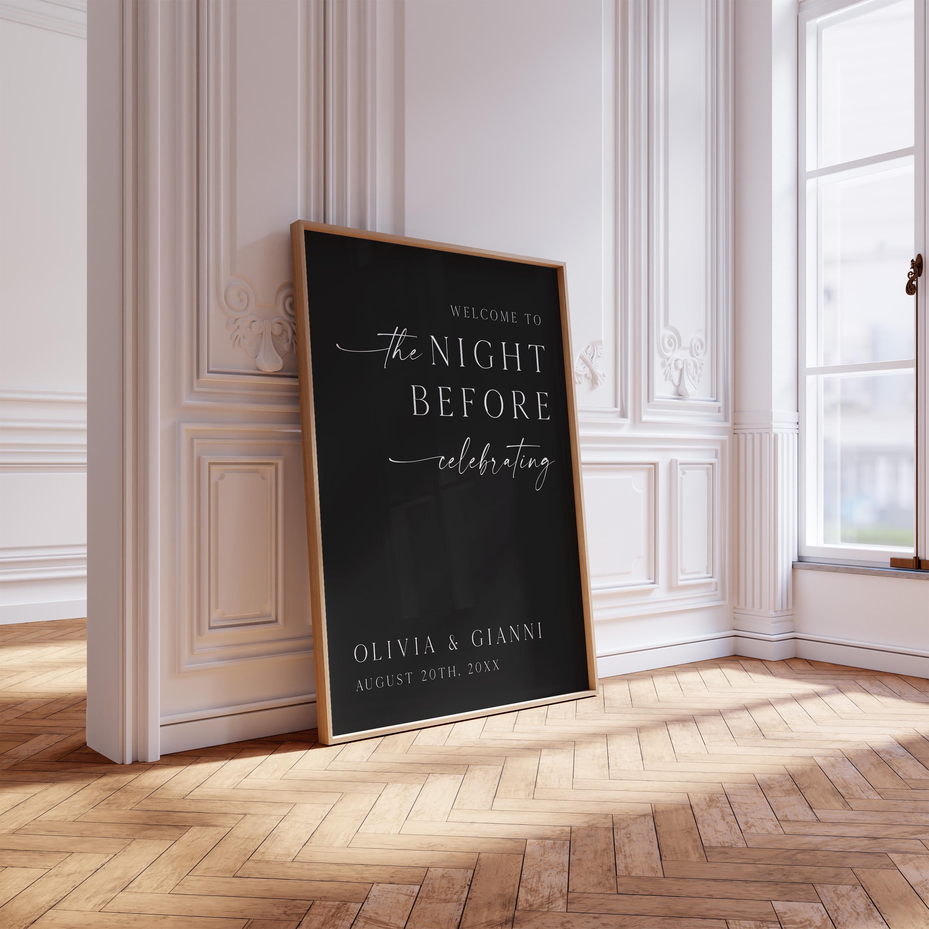 The Night Before Welcome Sign Black Editable Rehearsal Dinner Welcome ...