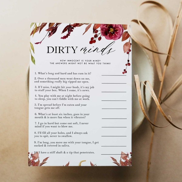 AUTUMN Dirty Minds Bachelorette Game, Dirty Rude Hen Party Games, Floral Fall Bachelorette Party, Halloween Bachelorette, Autumn Hen FL1