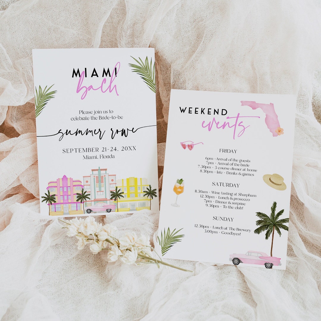 MIAMI Bachelorette Party Invitation, Editable Download, Miami