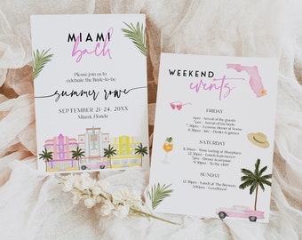 MIAMI Bachelorette Party Invitation, Descarga editable, Miami Bachelorette Invitation, Bachelorette Weekend Invitation, Miami Hen Party MB1