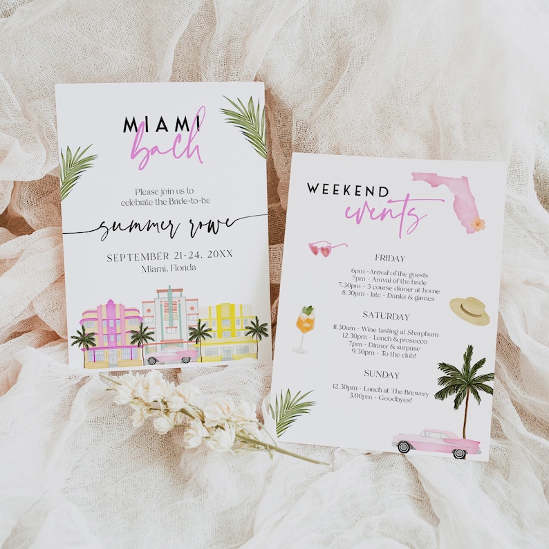 MIAMI Bachelorette Party Invitation Editable Download Miami Etsy