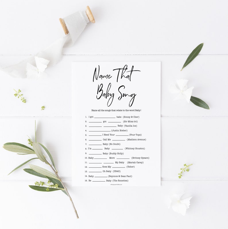 Gender Reveal Name That Song Baby Shower Game Baby Song Etsy