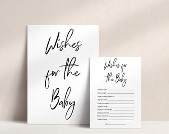White Gender Neutral Wishes For The Baby, Baby Wishes, Wishes for The Baby, Baby Shower, Baby Shower Baby Wishes, Baby Wishes Cards S1