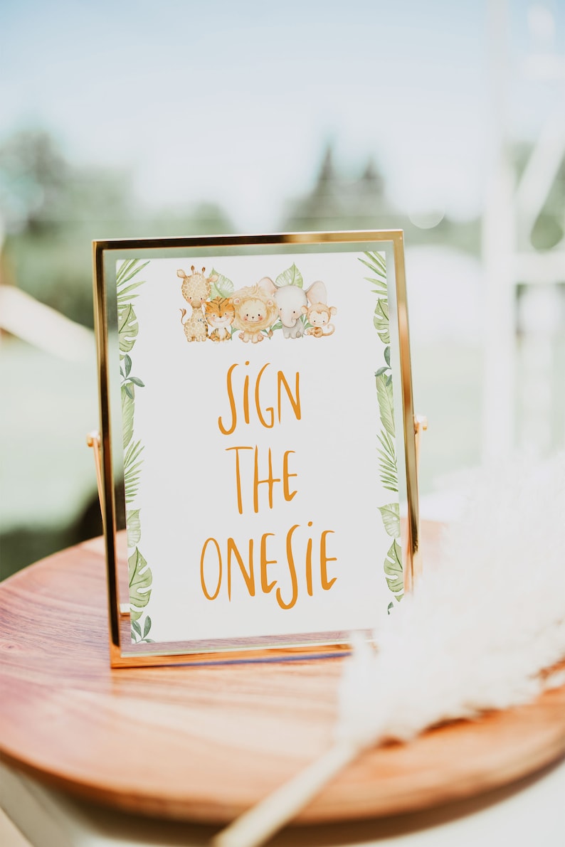 Sign the Onesie Sign Printable Baby Shower Games Jungle Baby - Etsy