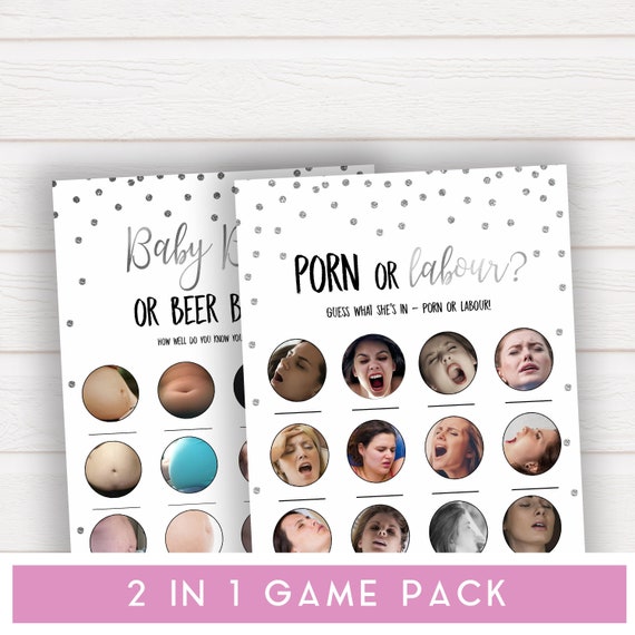 Baby Porn - 2 IN 1 Porn or Labour & Baby Bump or Beer Belly, Porn or Labor, Porn or  Labour, Funny Baby Shower Games, Labor Porn, Silver, Baby Bump Beer