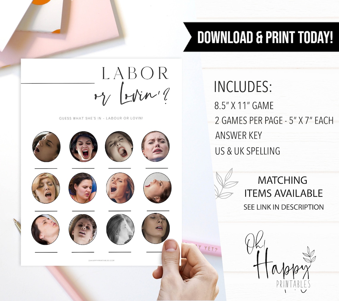 Labor or Lovin Baby Shower Game Printable Baby Shower Games - Etsy