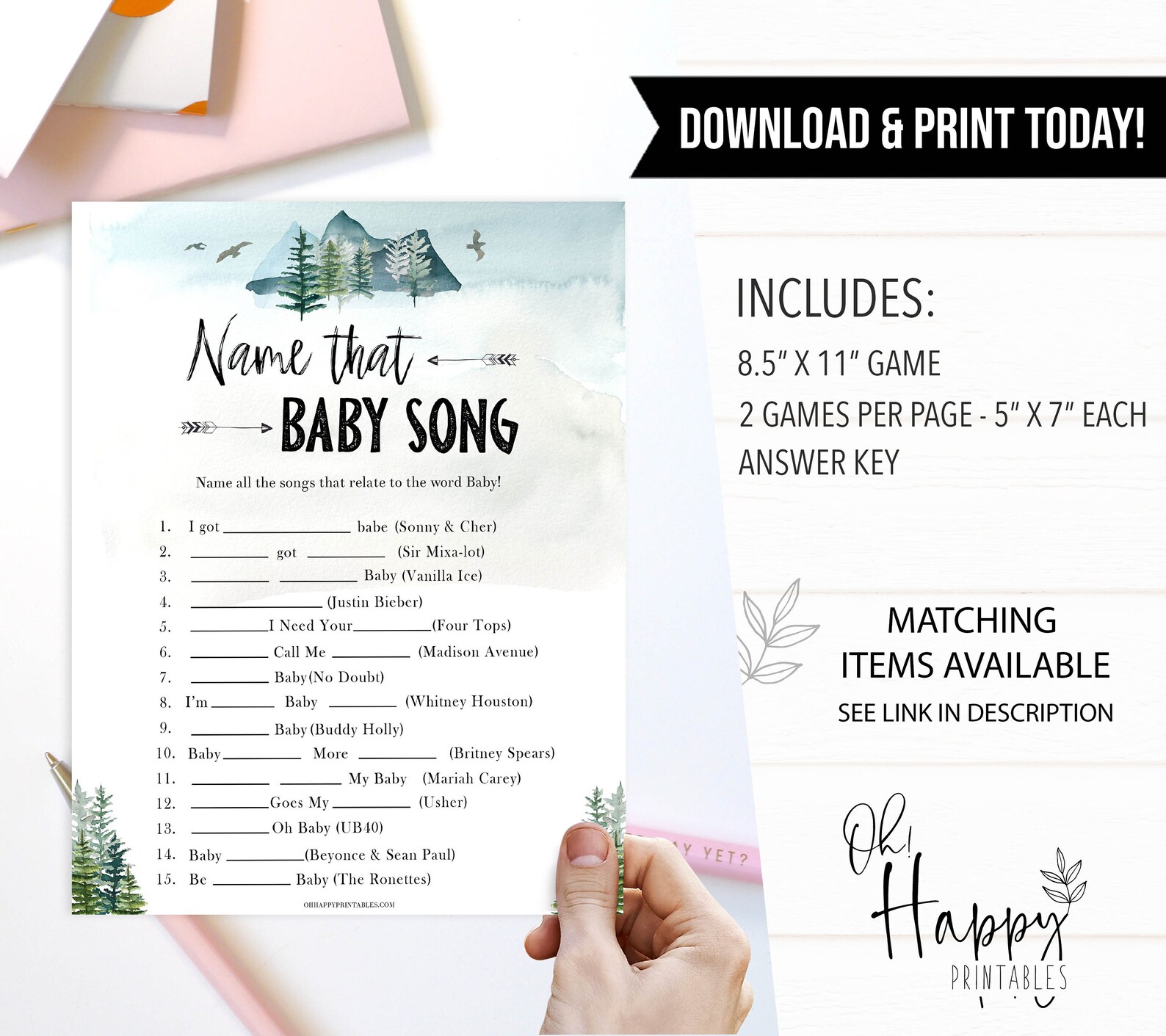Name That Baby Song Game Printable Baby Shower Games - Etsy