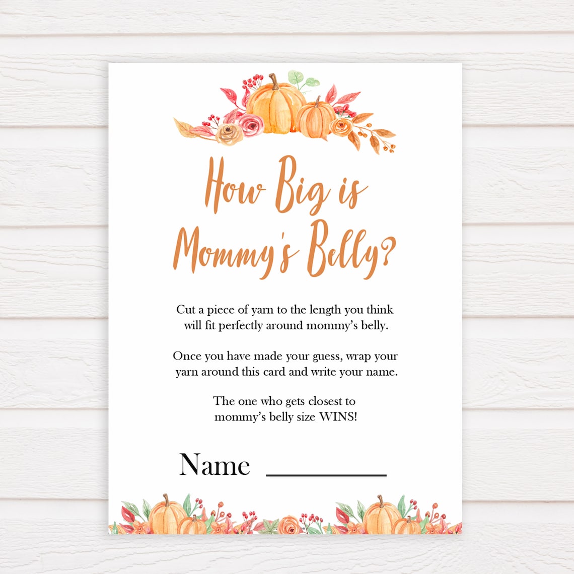 Pumpkin How Big Is Mommy�s Belly Mummys Belly Game Etsy