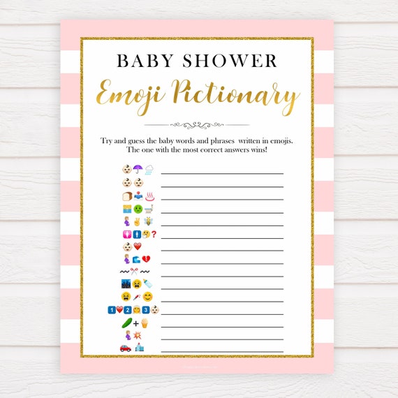 Emoji Pictionary For Girl Baby Shower Printable