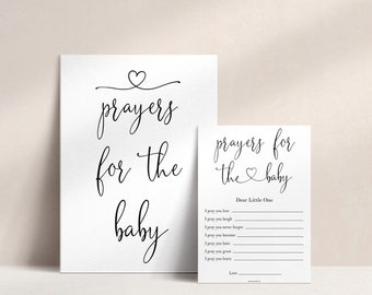 Prayers For The Baby Keepsake, Minimalist Baby Shower Games, Printable Baby Shower Games, Fun Baby Shower Keepsakes, Prayers For The Baby M1