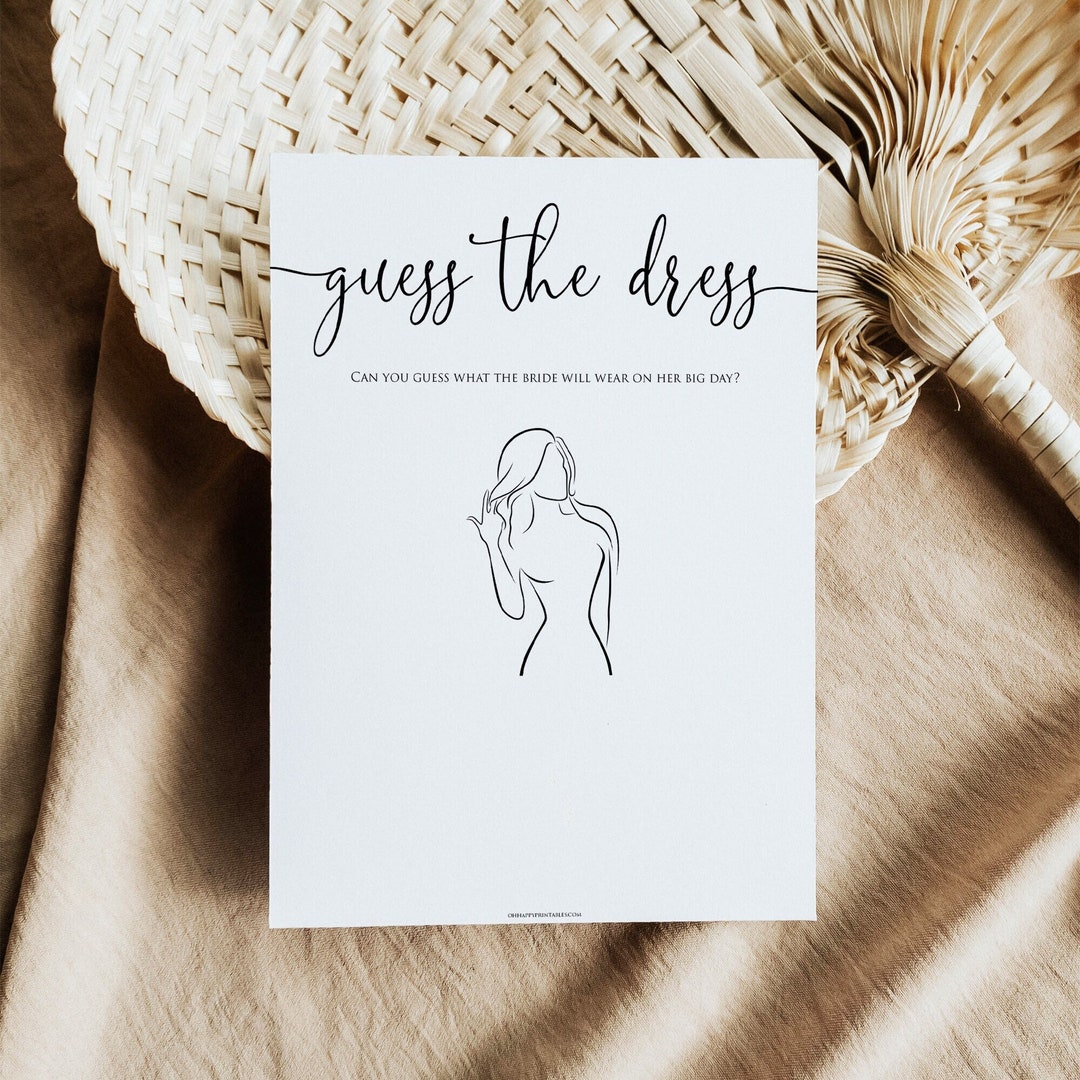 guess the dress bridal shower game free printable Dress, Minimal Calligraphy, Bridal Shower Games Printable, Fun Bridal Shower Games, Bridal Games M2 Size:3.5 DUSTY BLUE SHORT DRESS Thin Strapped Backless Mustard making for a fun