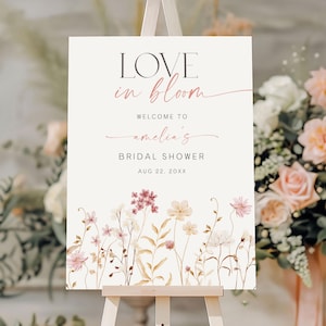 Boho Love In Bloom Bridal Shower Welcome Sign, Welcome Sign, Bloom Wedding Shower Welcome Sign, Printable Bridal Shower Decor LINB