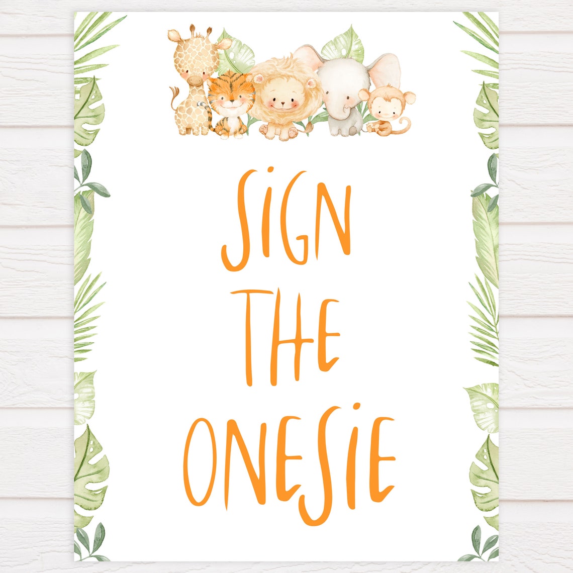 Sign the Onesie Sign Printable Baby Shower Games Jungle Baby - Etsy