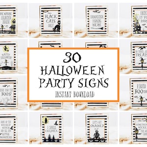 30 Halloween Party Signs Bundle, Halloween Decor, Printable Halloween Signs, Halloween Food Drink Signs, Halloween Party Ideas, Table Signs