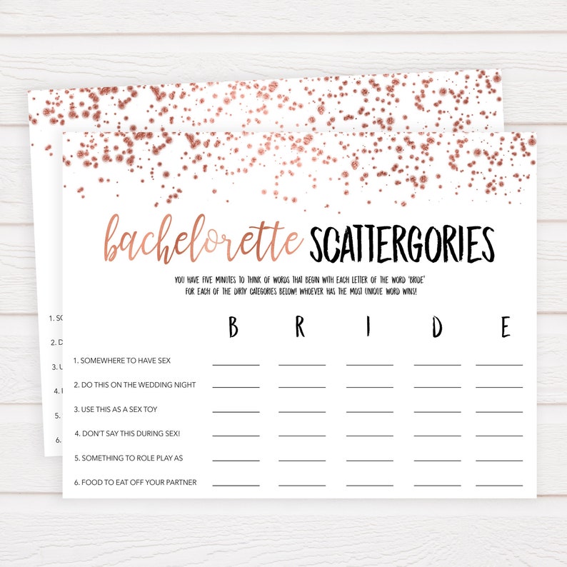 Soiled Bachelorette Scattergories Activity, Bachelorette Occasion Game titles, Rose Gold Bachelorette, Scattagories, Rooster Bash Game titles, Printable RGC picture regarding Bachelorette Party Games Printable identified as Filthy Bachelorette Scattergories Video game, Bachelorette Occasion Video games, Rose Gold Bachelorette, Scattagories, Rooster Get together Online games, Printable RGC