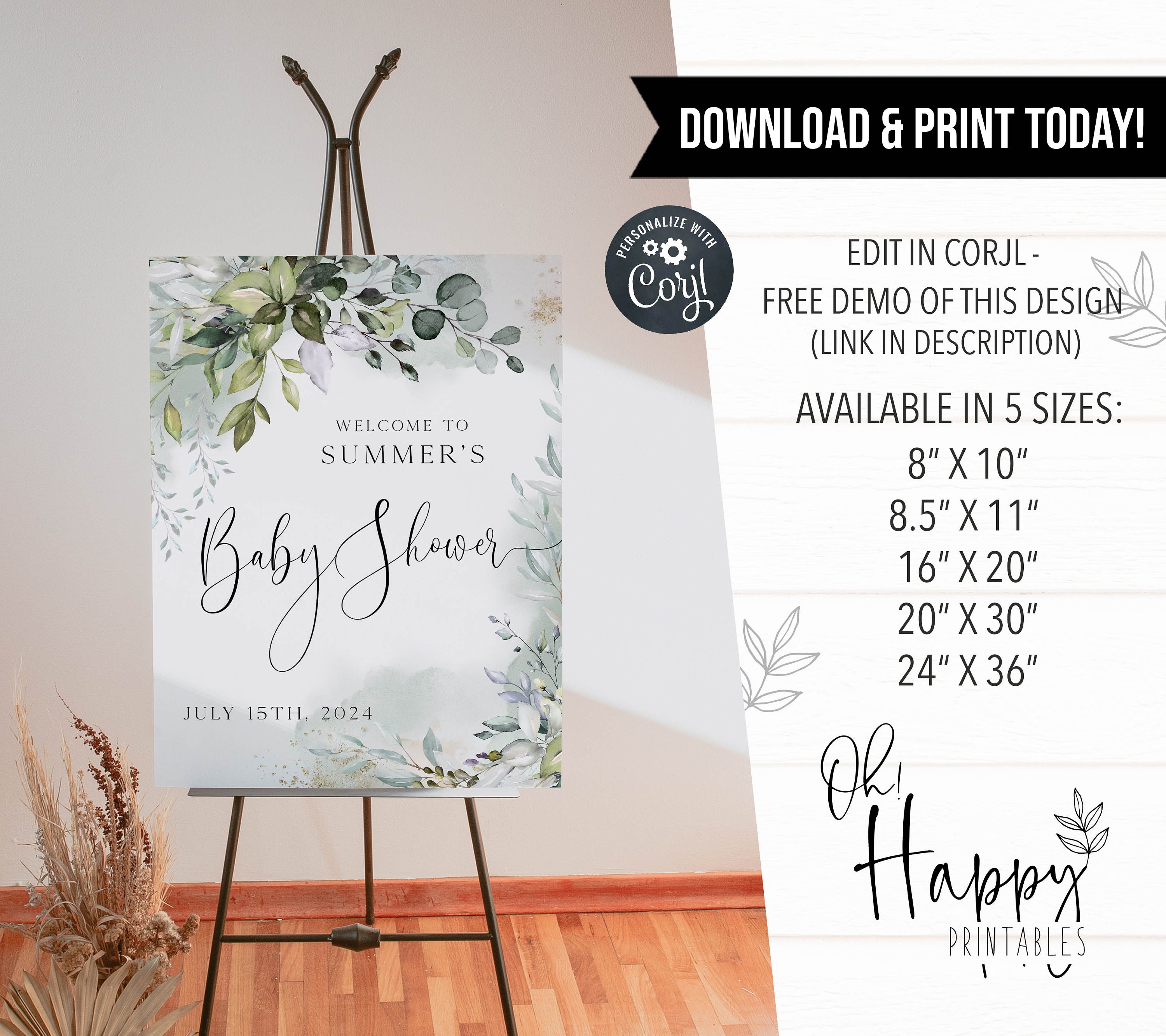 EDITABLE Baby Shower Welcome Sign Printable Baby Shower - Etsy