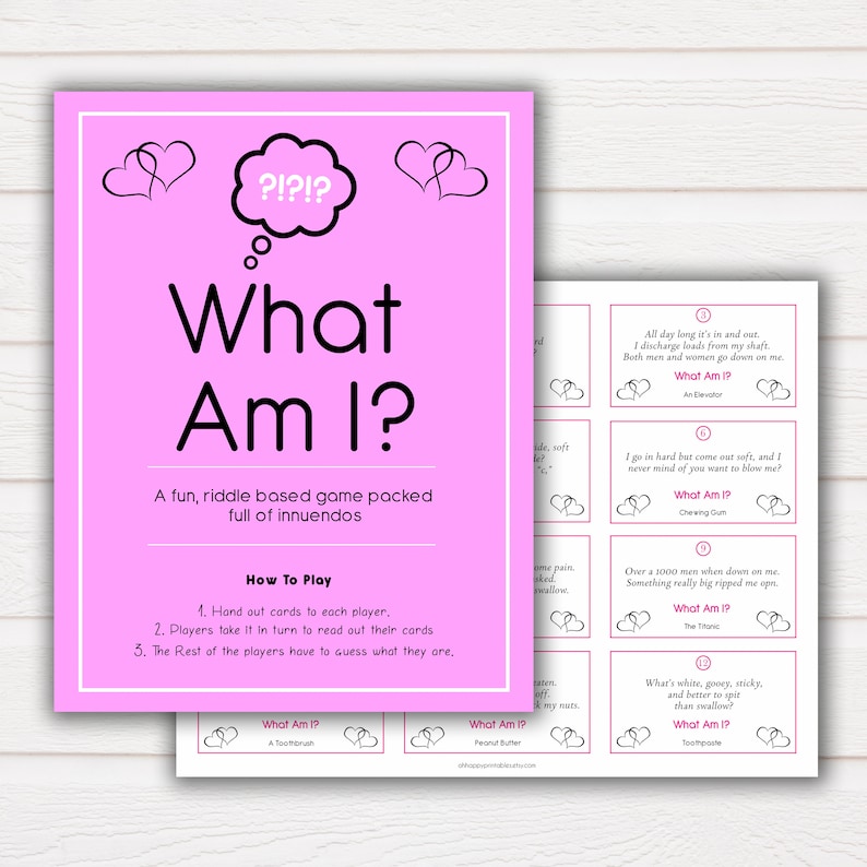24 What Am I Innuendo Bridal Shower Games Innuendo Riddle Etsy