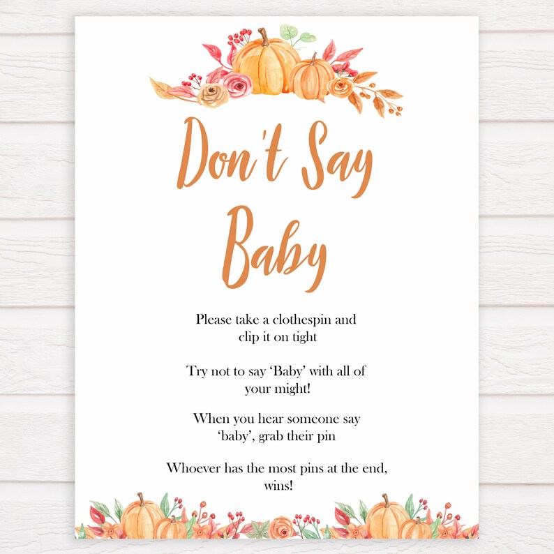 Pumpkin Don't Say Baby Don't Say Baby Sign Printable  Etsy