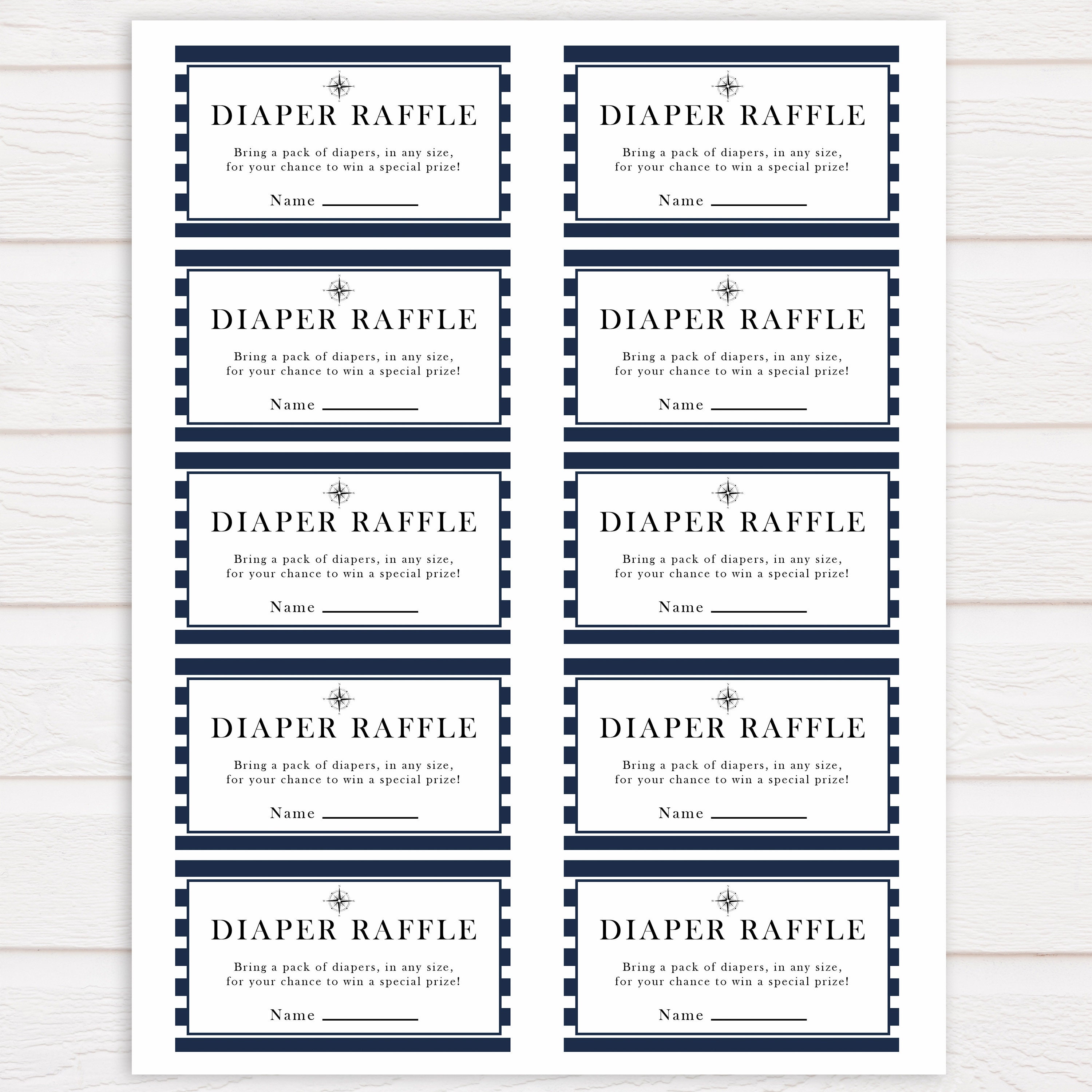 Nautical Diaper Raffle Printable Baby Shower Games Diaper Etsy Canada