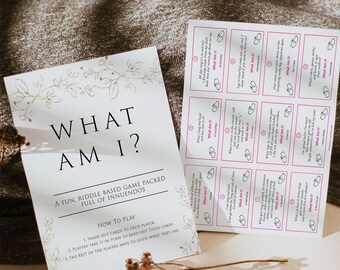 Gold Floral 24 What Am I Innuendo Baby Shower Games, Innuendo Riddle, Printable Baby Games, What Am I Games, Gold Baby Shower Games GL1