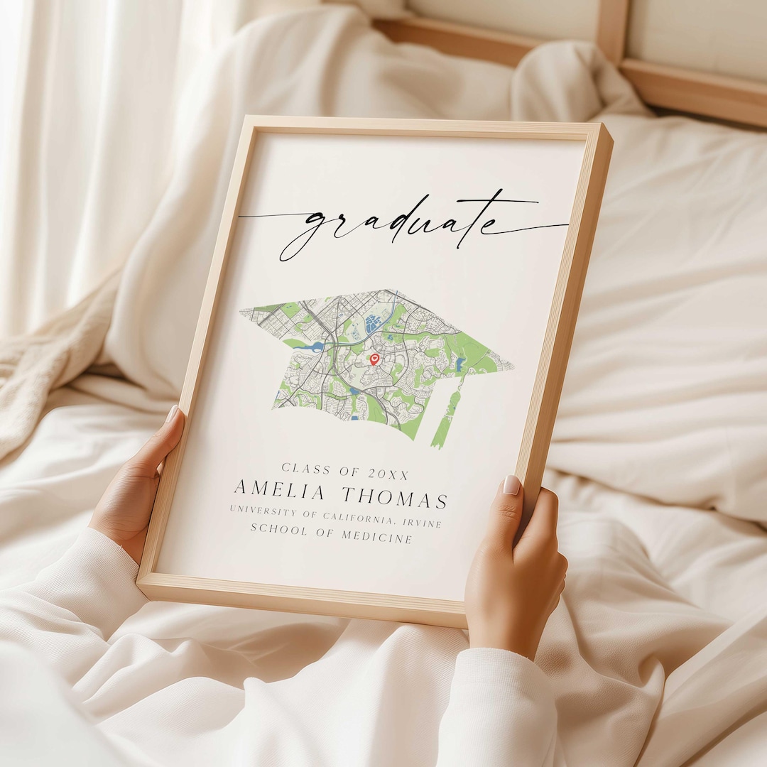 Personalised Graduation Gift Graduation Map Print Mortar Board Style ...