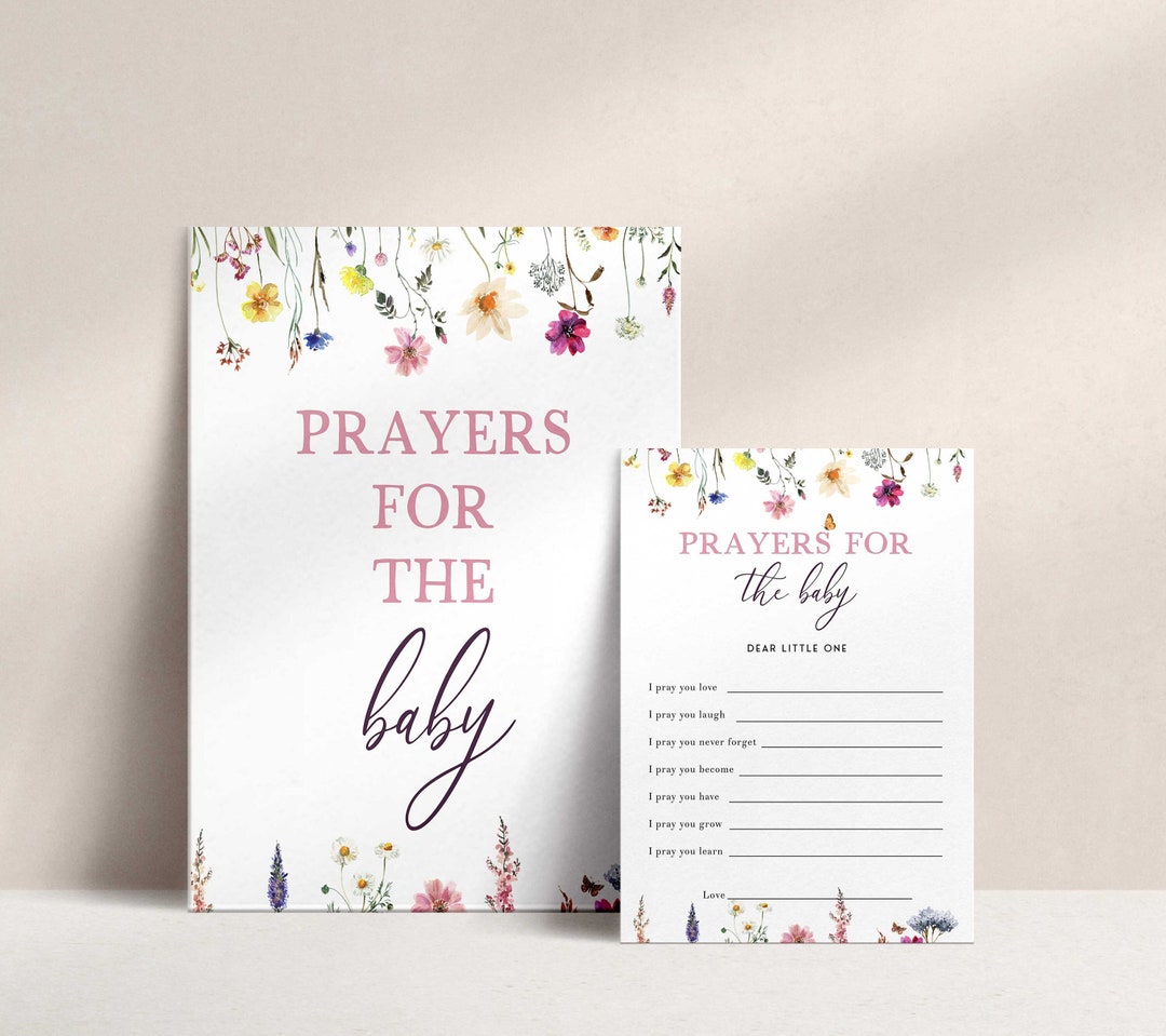 EDITABLE Prayers for the Baby Keepsake, Printable Baby Shower Games ...