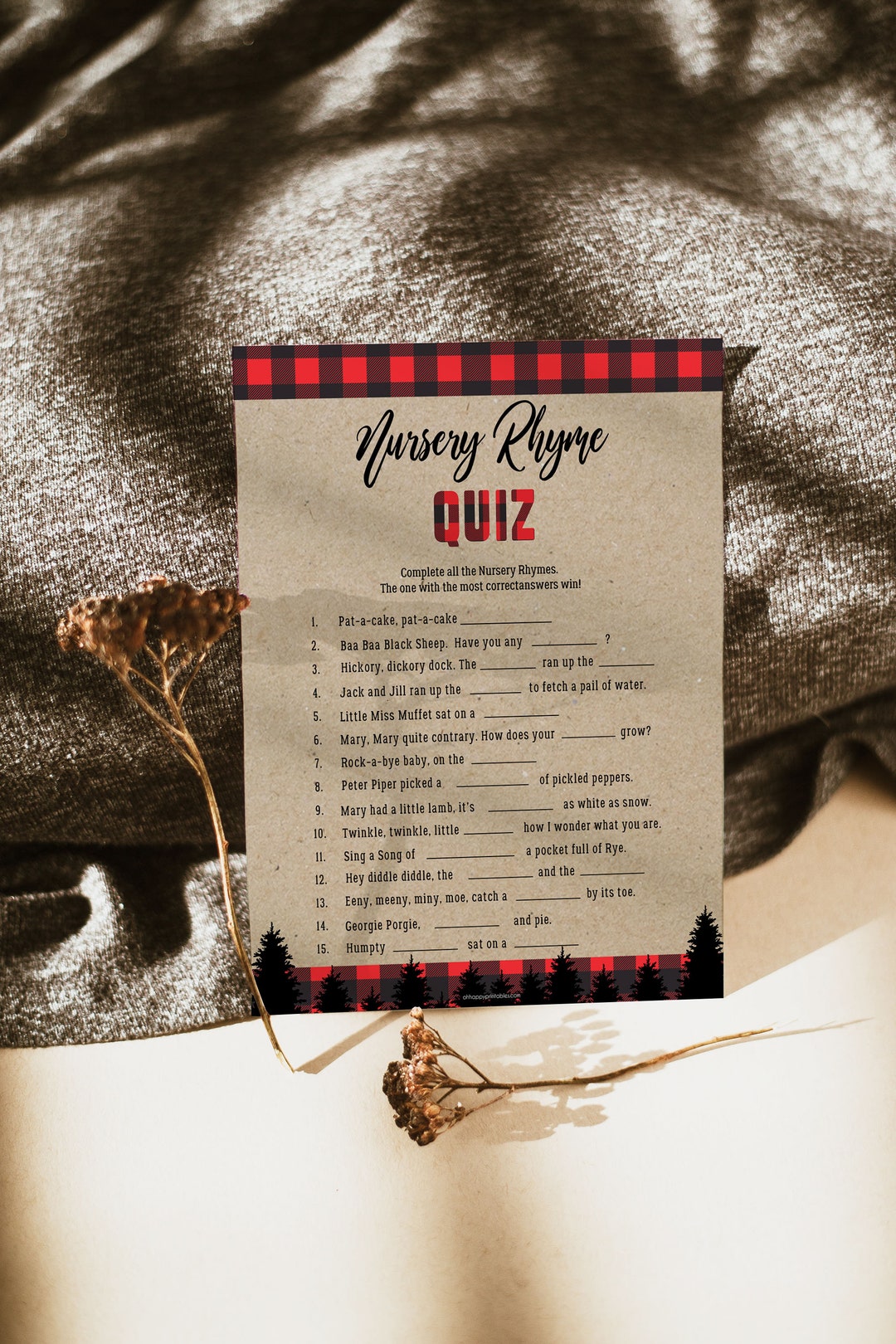 Lumberjack Baby Shower Nursery Rhyme Baby Game Printable Etsy UK