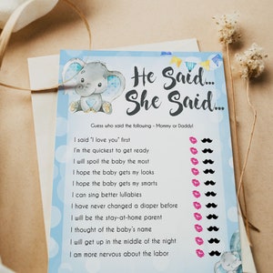 EDITABLE He Said She Said Baby Shower Game Printable Baby - Etsy