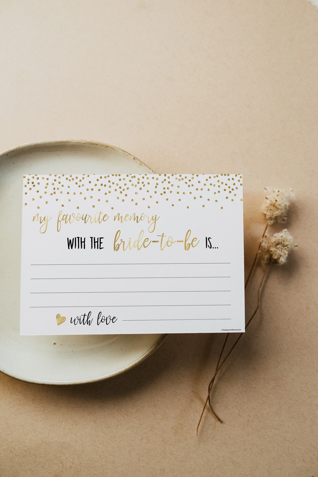 Favorite Memory With the Bride Printable, Bridal Shower Games, Bridal ...