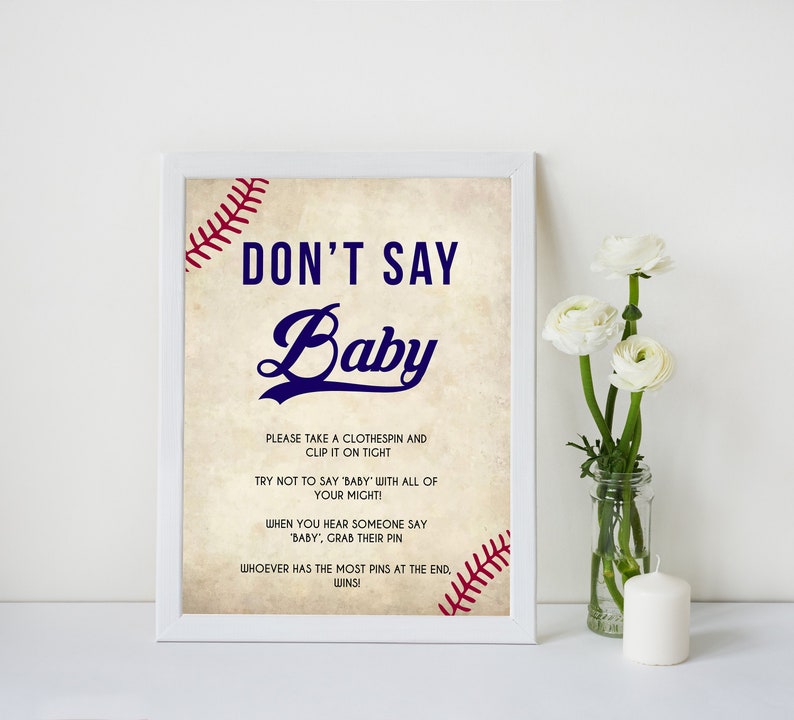 Dont Say Baby Game Printable Baby Shower Games Baseball Baby Etsy