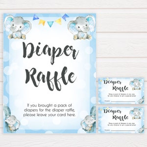 Blue Elephant Diaper Raffle Printable Baby Shower Games - Etsy