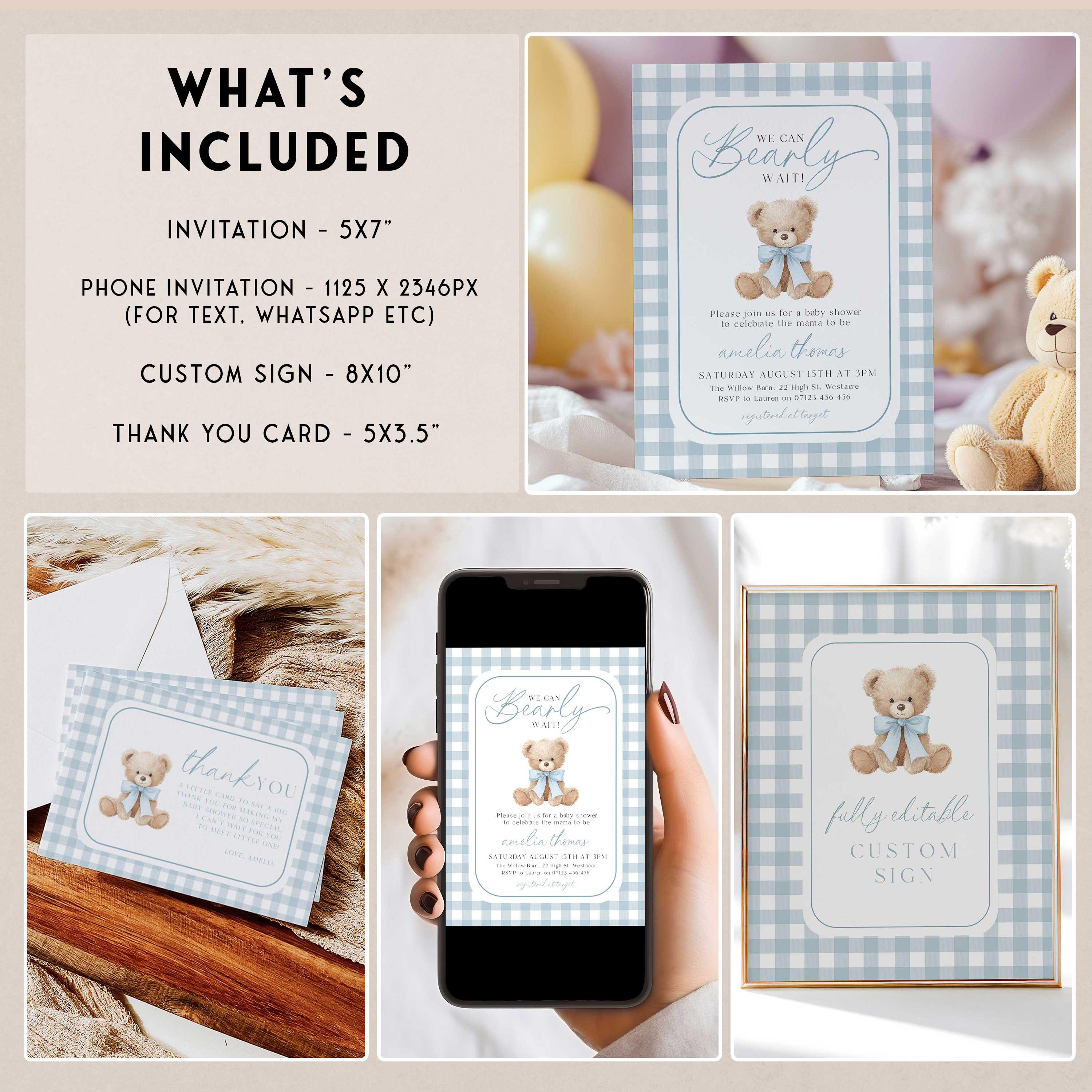 We Can Bearly Wait Baby Shower Party Bundle Printable, Teddy Bear Baby ...