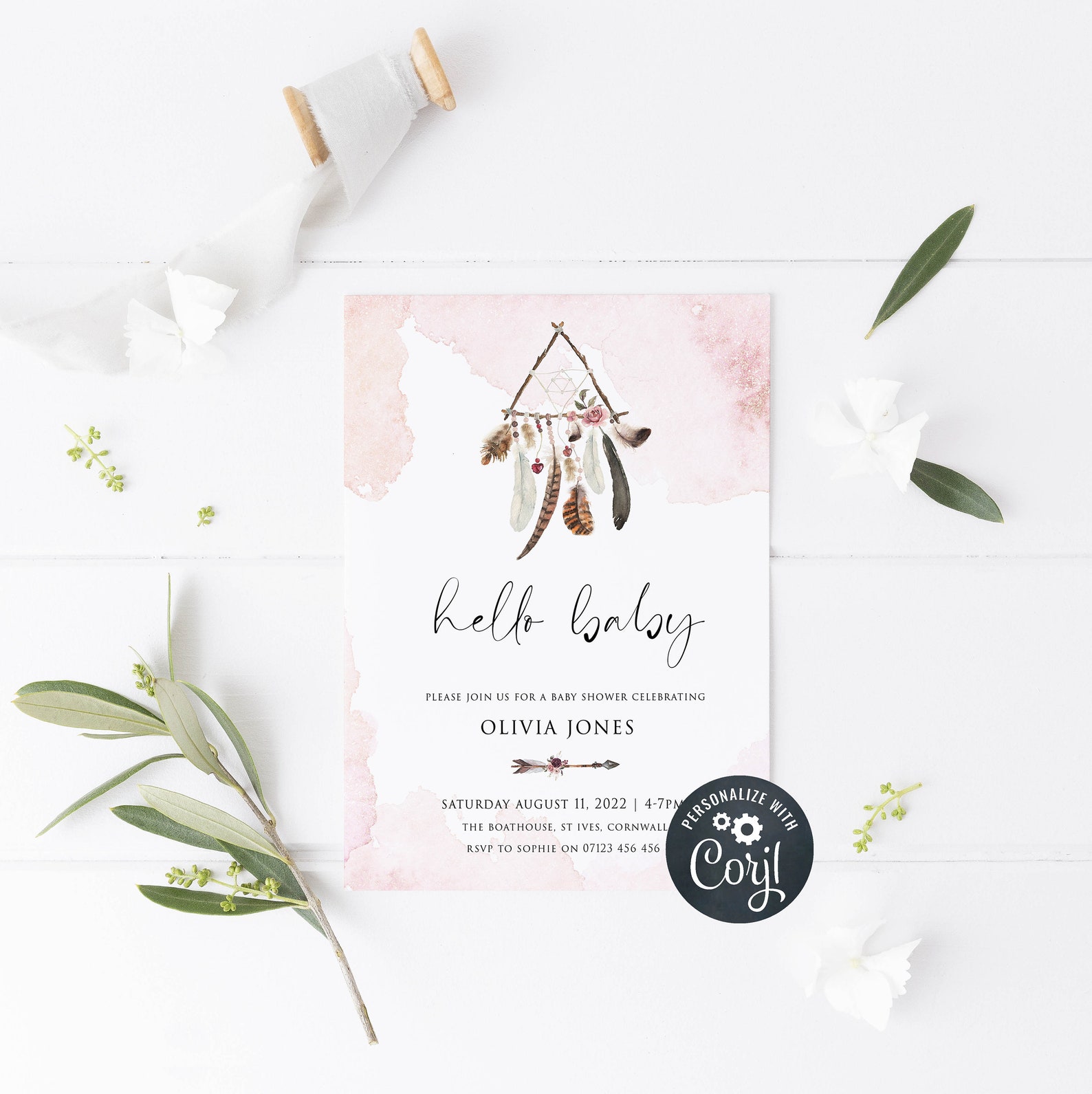 EDITABLE Boho Baby Shower Invite Boho Baby Shower Ideas Baby Etsy