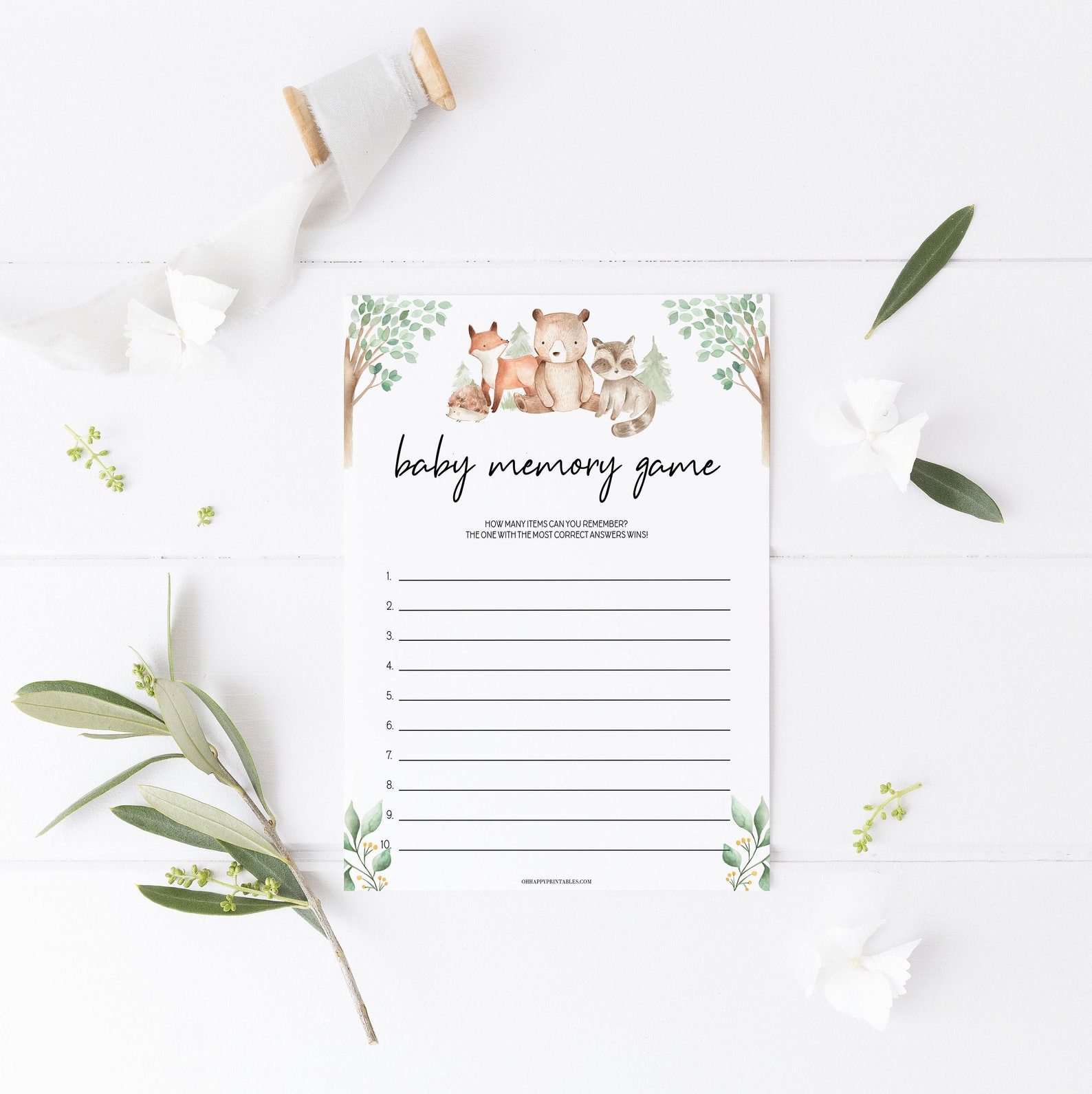 Baby Shower Memory Game Printable Baby Shower Games Woodland - Etsy