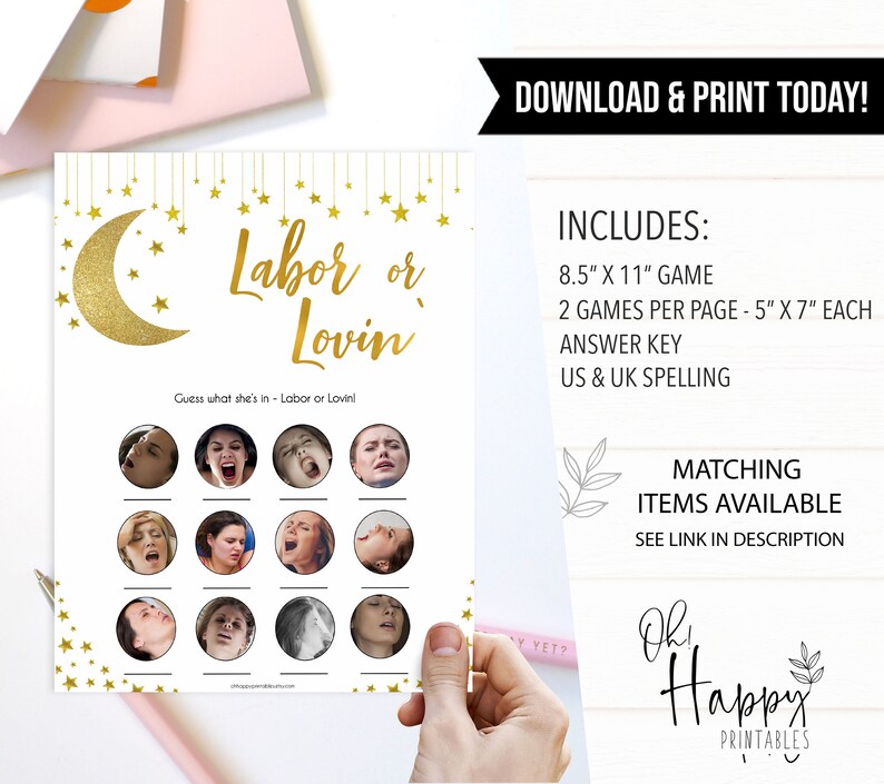 Labor or Lovin Baby Shower Game Labor or Porn Printable Baby Etsy