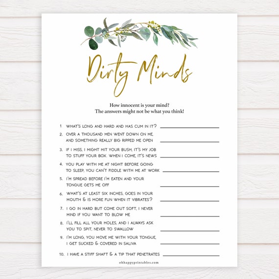 Eucalyptus Bachelorette Game Dirty Minds Riddle Game | Etsy