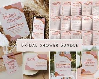 RETRO 70s Bridal Shower Games Bundle, Bridal Shower Bundle, Bridal Shower Games, Retro Bridal Shower, Digital Invite, Printable Games RS2