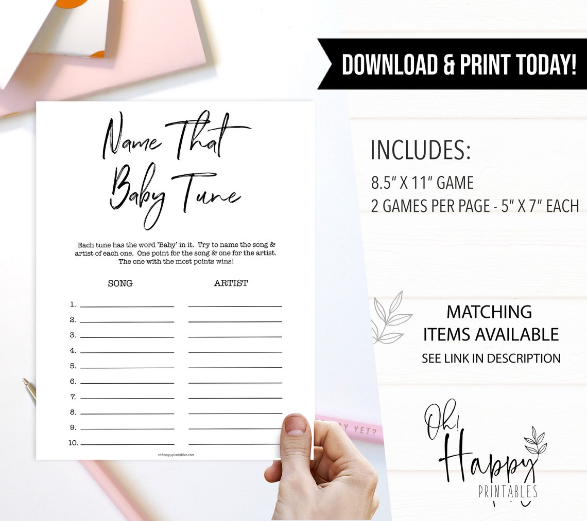 Name That Baby Tune Game Printable Baby Shower Games Baby | Etsy