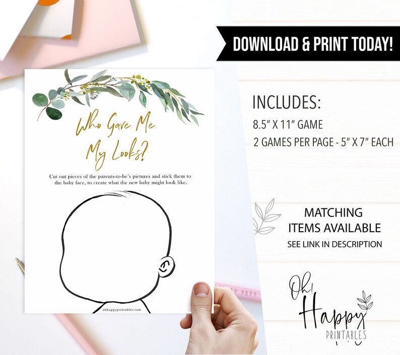 Eucalyptus Baby Face Game What Will Baby Look Like Baby Face Etsy