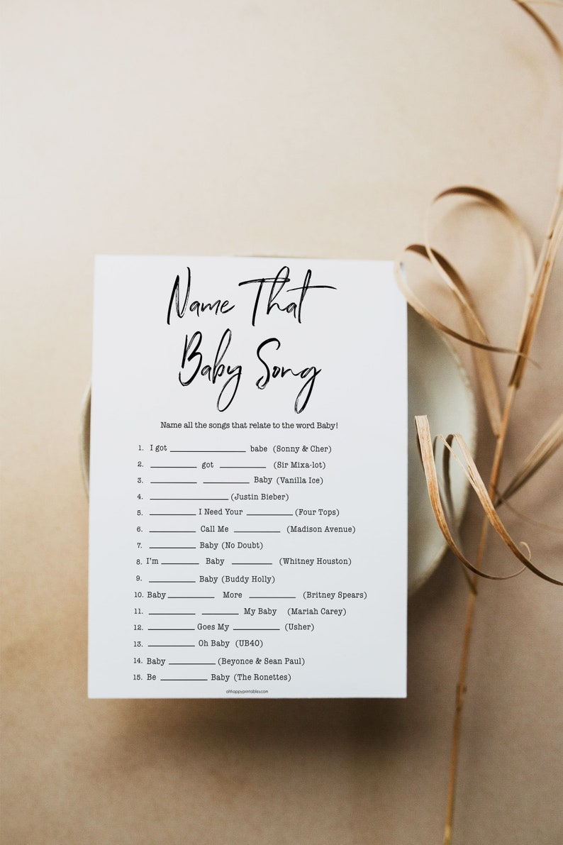 Gender Reveal Name That Song Baby Shower Game Baby Song Etsy