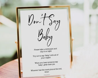 Dont Say Baby Game, Printable Baby Shower Games, Don't Say Baby Game, Clothes Pin Baby Shower Game, Baby Shower Games, fun Baby Games, S1
