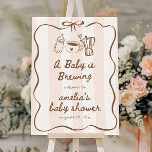 Baby Is Brewing Baby Shower Welcome Sign Template A Baby Is Brewing Editable Sign Coffee Bean Baby Shower Welcome Sign, Bean Baby ABB