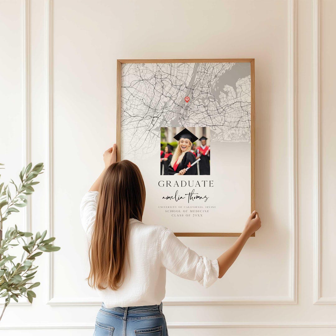 Personalised Graduation Gift Graduation Map With Photo Print ...
