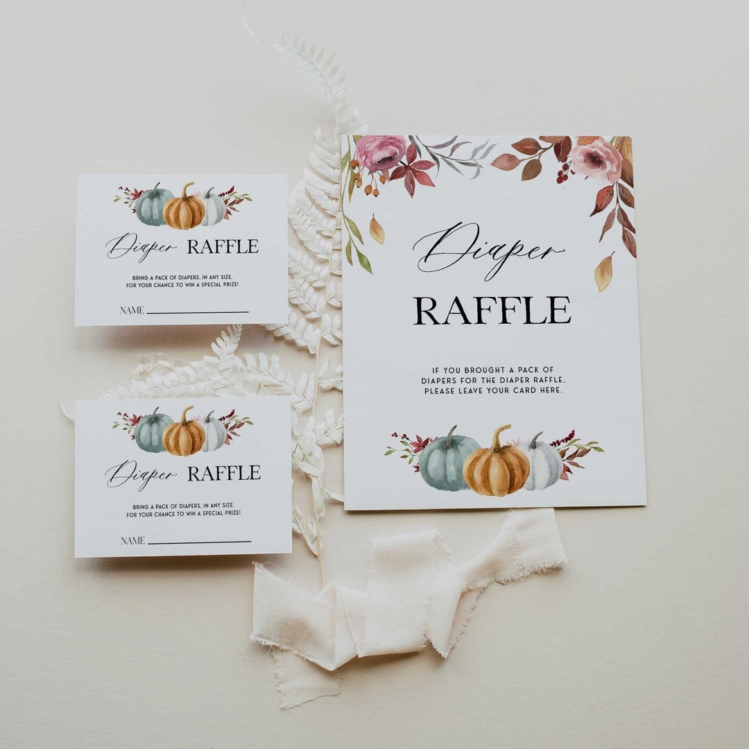 LITTLE PUMPKIN Diaper Raffle Game, Editable Baby Shower Games, Fall ...
