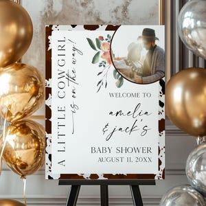 A Little Cowgirl Baby Shower Welcome Sign, Editable Cowgirl Baby Shower Welcome Sign, Western Girl Baby Shower Decor, Baby Rodeo Decor CBB