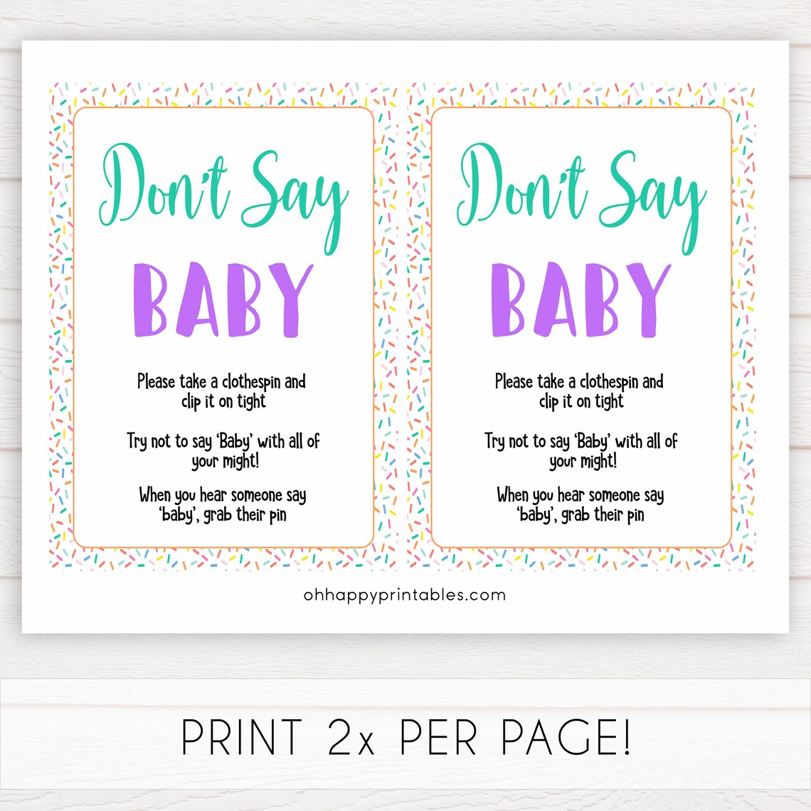 Dont Say Baby Game Printable Baby Shower Games Don't Say - Etsy UK