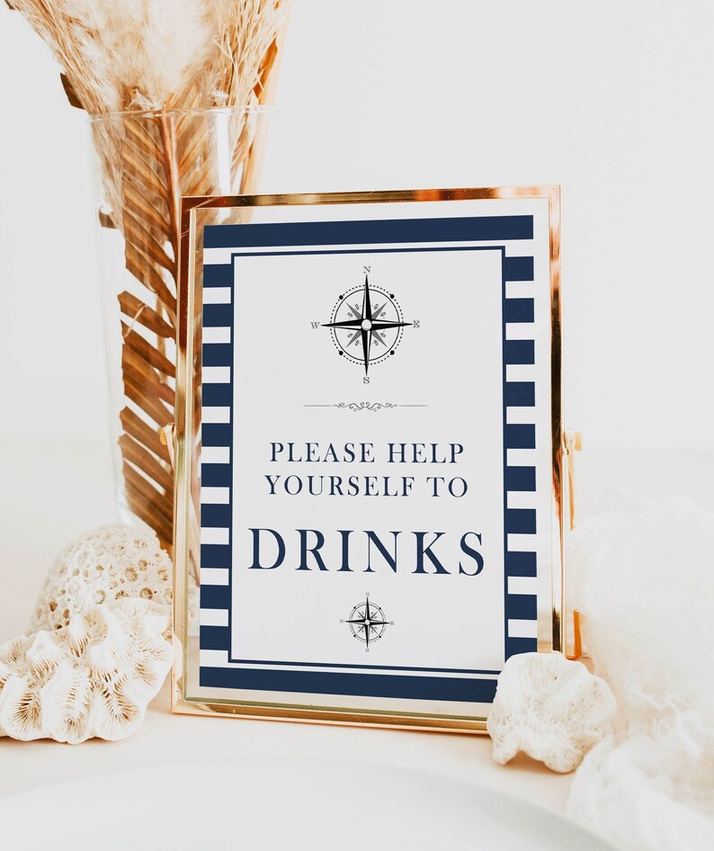 Nautical Drink Baby Shower Signs Drink Baby Shower Sign Etsy